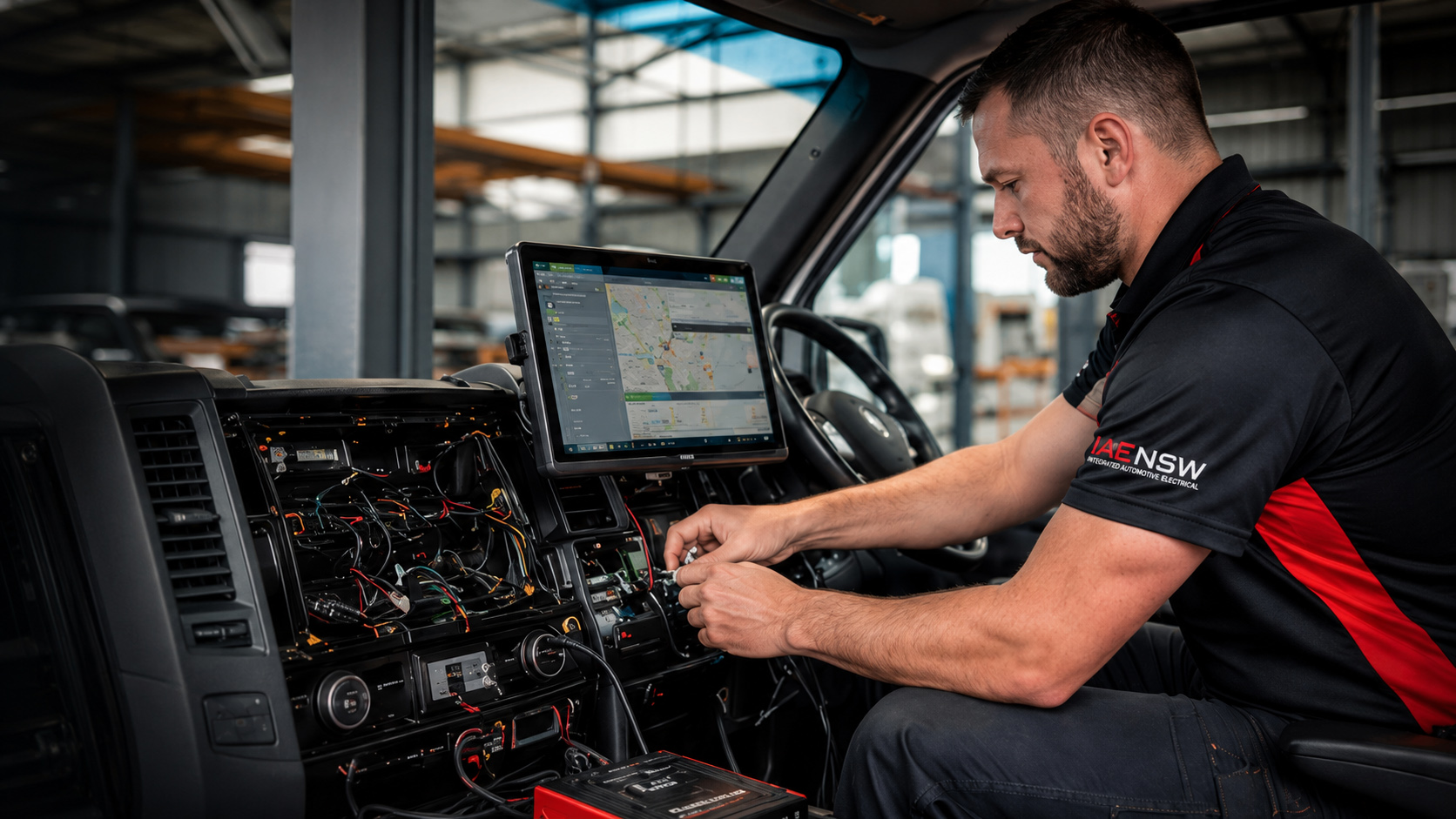Auto Electrician working on vehicle